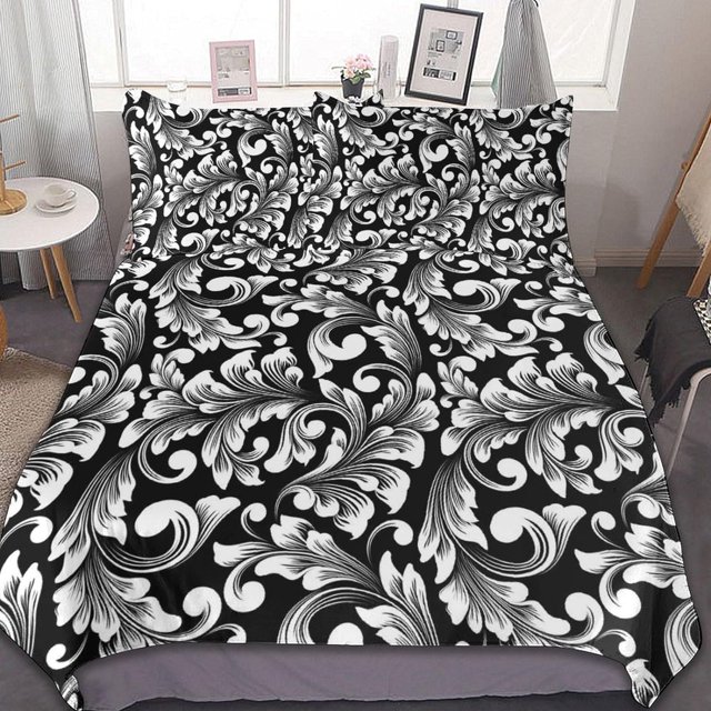 HAHDAXIA Vintage Flower Pattern Bedding Solid Comforter Set for All Seasons,3 Pieces(1 Comforter+2 Pillowcases),Soft Microfiber Bedding Set Queen(90"x90")