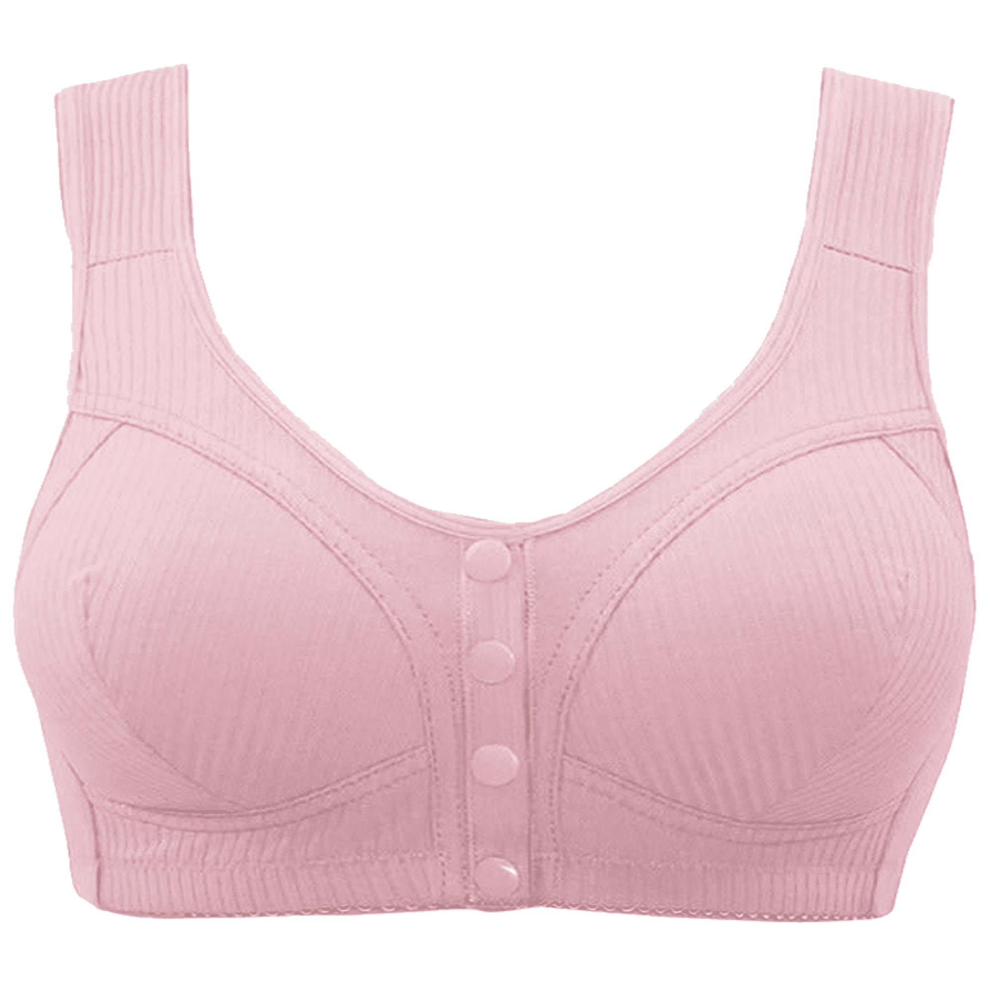 BIMEI Mastectomy Bra Front Snap Closure with Pocket Adjustable Soft Daily Plus Bras for Women,Pink,38
