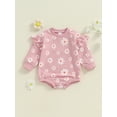 thumbnail image 2 of Suealasg Baby Girls Fall Bubble Romper Long Sleeve Round Neck Flower Print Bodysuit 3 6 12 18 Months Infant Girls Autumn One Piece Clothes, 2 of 7