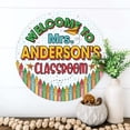 thumbnail image 6 of Flagwix Personalized Back To School Sign, Custom Round Wooden Teacher Name Sign, Classroom Decor, Unique Teacher Gifts, Rustic Colorful Crayon Door Sign - 14 inches, 6 of 9