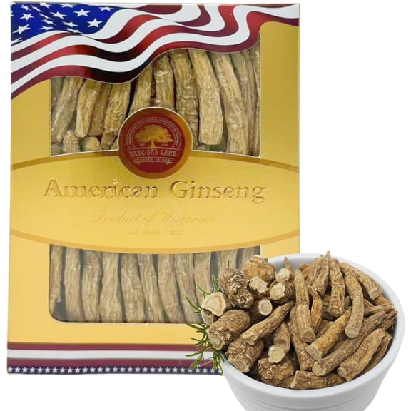 Wisconsin American Ginseng, American Wisconsin Ginsengss Slices Root Energy for Men & Women Ginseng in Soup, Tea Smoothies Large Root 4 Ounce Box