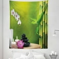 thumbnail image 1 of Spa Tapestry, Bamboo Flower Stone Wax on the Table Orchid Rock Healthy Lifestyle Theme, Fabric Wall Hanging Decor for Bedroom Living Room Dorm, 5 Sizes, Fern Green Fuchsia White, by Ambesonne, 1 of 1