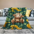 thumbnail image 2 of WERPE Monkey Throw Blanket Green Cute Soft Fuzzy Fleece Lightweight Funny Monkeys Banana Blankets Gifts for Kids or Adult 50x60In Sofa Couch Room and Bed Chiristmas Decor All Seasons White, 2 of 6