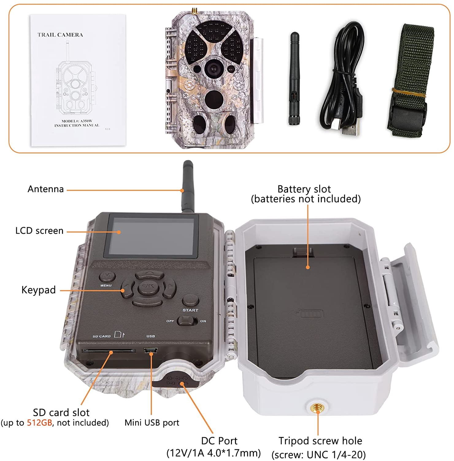 Bluetooth Wireless WiFi Game Trail Camera & Wildlife Deer Hunting Security Camera 32MP Picture 1296P Video Motion Activated Night Vision 100ft Black Flash Infrared 0.1s Trigger Speed IP66 Waterproof