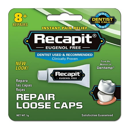 Recapit Loose Caps Repair Dental Cement - 0.4 Oz, 2 Pack