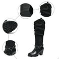 thumbnail image 5 of Women's Slouchy Knee High Boots Chunky Heel Buckle Winter Long Boot Extra Wide Calf Dress Work Shoes, 5 of 8