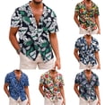 thumbnail image 5 of Men 3D Print Hawaiian Shirt Short Sleeve Blouse Casual Top Cardigan Beach Wear, 5 of 7