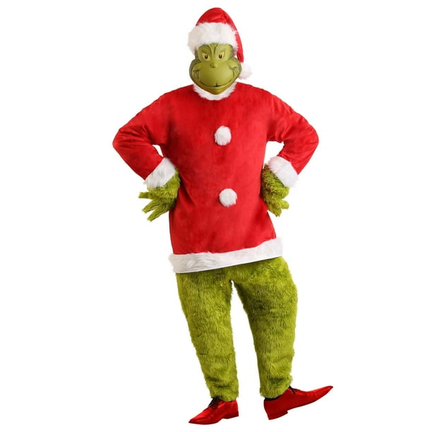 Deluxe Men's The Grinch Santa Jumpsuit with Mask Costume - Walmart.com