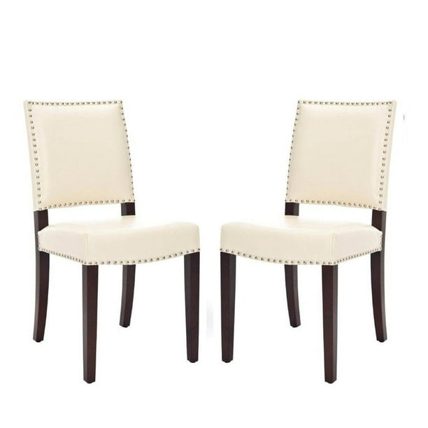 Safavieh Benjamin Cream Leather Nailhead Dining Side Chair Set Of 2 Com Safavieh Benjamin Cream Leather, Nailhead Leather Side Chair