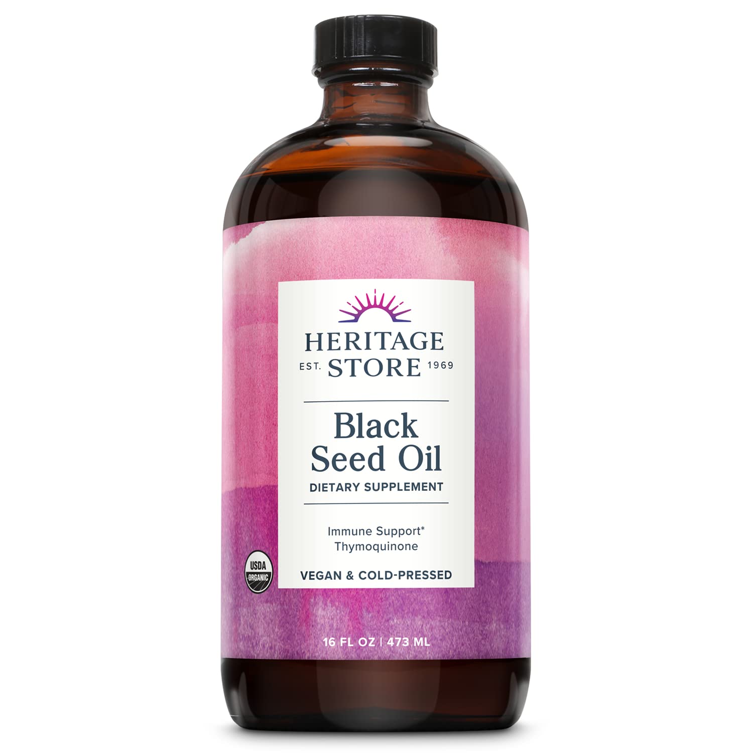 Heritage Store Black Seed Oil, Organic, Cold Pressed Nigella Sativa