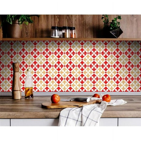 HomeRoots 400408 7 x 7 in. Roja Hola Red Removable Peel & Stick Tiles