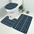 thumbnail image 2 of Blue Geometric Striped Pattern Bathroom Rugs Sets 3 Piece,Toilet Cover Set,Absorbent Non Slip Bathroom Mats Sets with U-Shaped Contour Rug Toilet Rug Set, 2 of 5