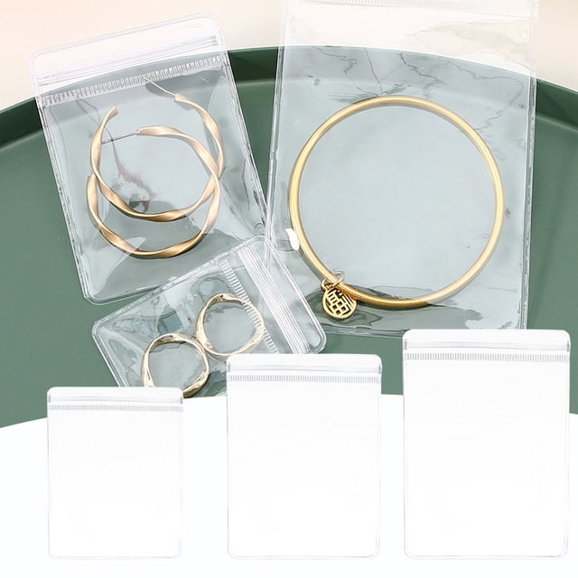 Bolsas transparentes de plástico para joyas para pendientes, collares y anillos - Organizador portátil con cierre sellado para viajes y hogar