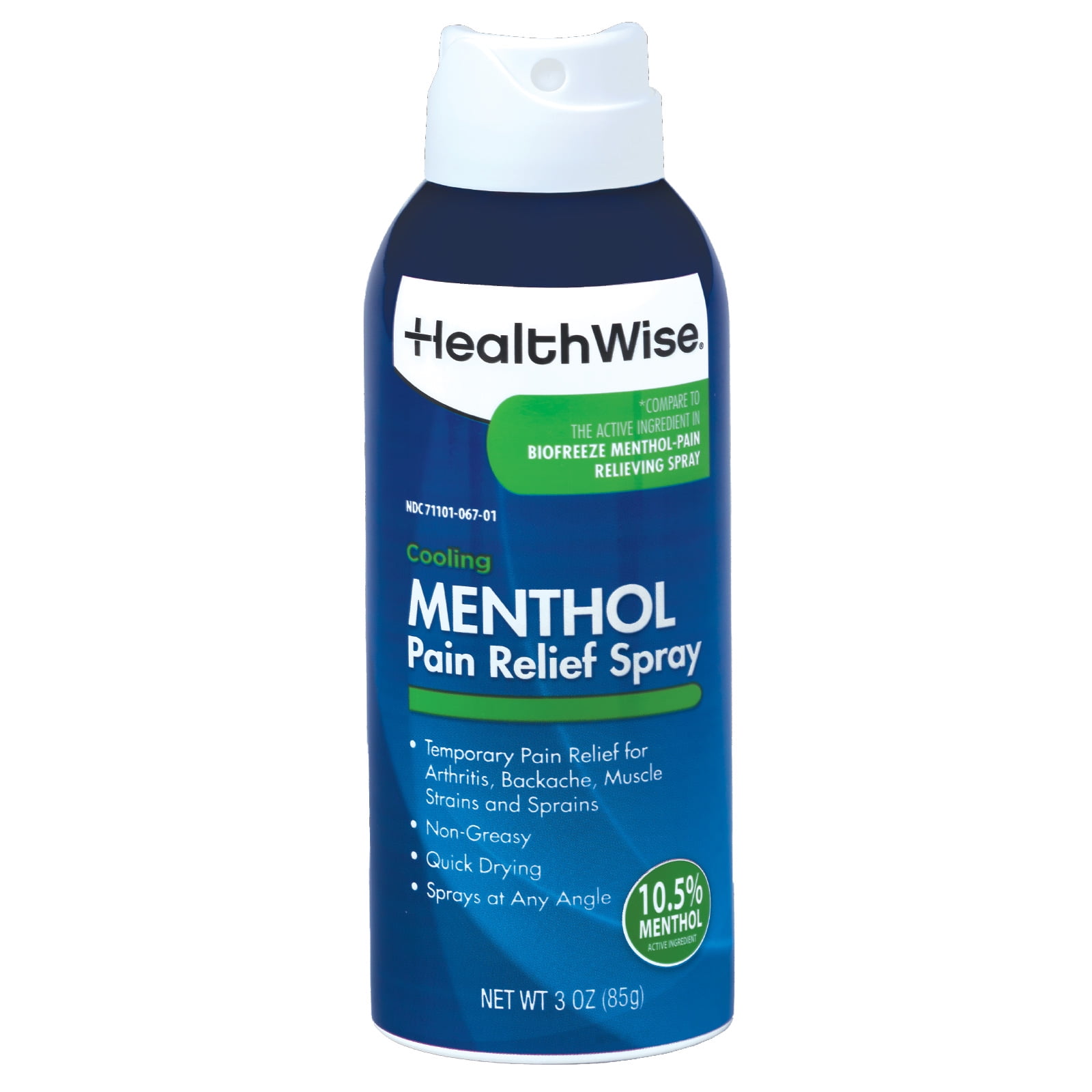 HealthWise 10.5% Menthol Pain Relief Spray | Cold Hot Sensation | 3 oz. 85 mL | Non-Greasy Formula | Immediate Penetrating Action | External Analgesic