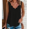 thumbnail image 3 of Camiseta Irregular de Color Sólido Casual de las Mujeres sin Mangas, Elegante Tanque Asimétrico para el Uso Diario de la Primavera, 3 of 7