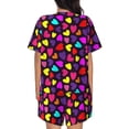 thumbnail image 6 of Fuzoiu Colorful Hearts Print Women's Short-Sleeved Pajama Set,Lounge Sleepwear Set,Womens Pajama Sets 2 Piece,Button-Up Top and Shorts with Pockets-XX-Large, 6 of 7