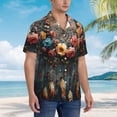thumbnail image 2 of KLL Men's Hawaiian Shirt Short Sleeve Button Down Beach Shirts-Floral Dreamcatcher Elegance, 2 of 5
