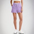 thumbnail image 2 of RYRJJ Womens Athletic Ribbed Sweat Shorts Summer Casual High Waisted Drawstring Gym Running Workout Shorts with Pockets(Purple,S), 2 of 7