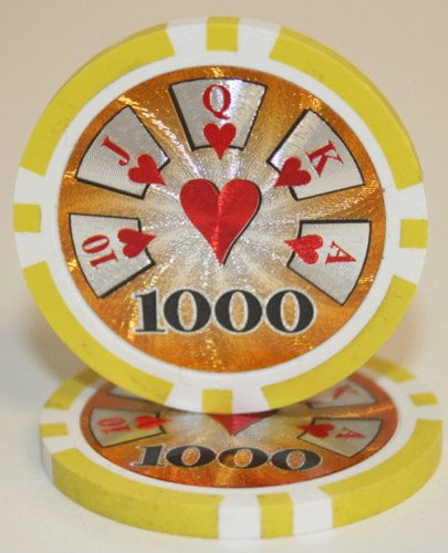 50 Yellow $1000 Ultimate 14g Clay Poker Chips New 