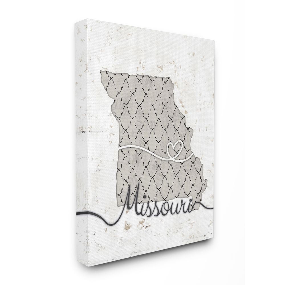 Stupell Industries Missouri Patterned Grey US State Design Canvas Wall Art by Ziwei Li