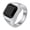 Silver, variant on Men's Stainless Steel Vintage Square Black Agate Signet Rings Simple Polished Thumb Rings for Him Black Size 11