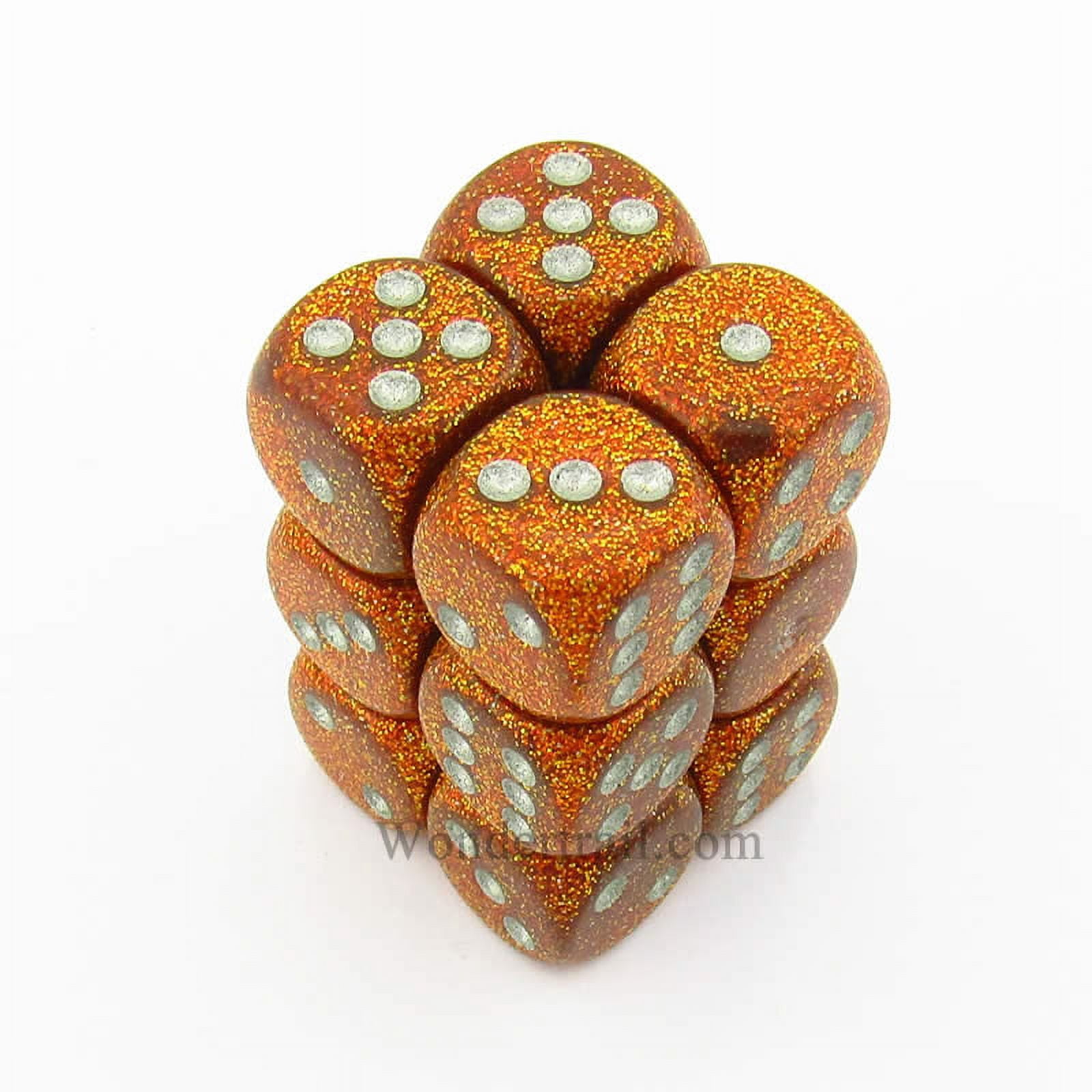 Chessex Würfel-Set „Festive Vibrant“ – 12 Stück, 16 Mm, Mit Braunen Punkten