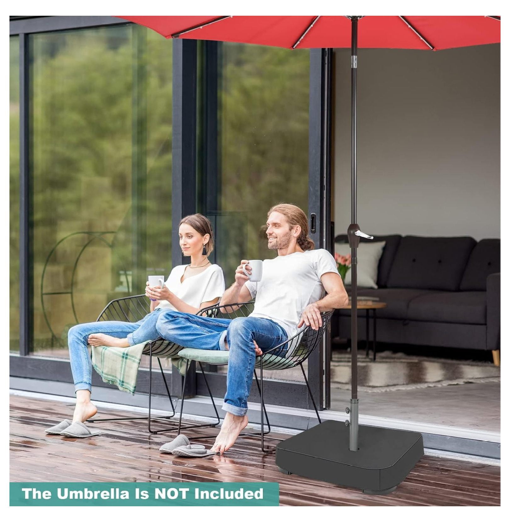 Gexandy Moccha Umbrella Base Stand, Heavy Duty Sand Filled Patio Umbrella Holder Base Stand with Sandbags, 220 lbs Umbrella Stand for Market Umbrella, Double-Sided Umbrella, Patio Umbrella Stand