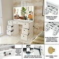 thumbnail image 3 of Boahaus Seraphine White Vanity Desk Lights 7 Drawers Wide Mirror Golden Knobs, 3 of 5