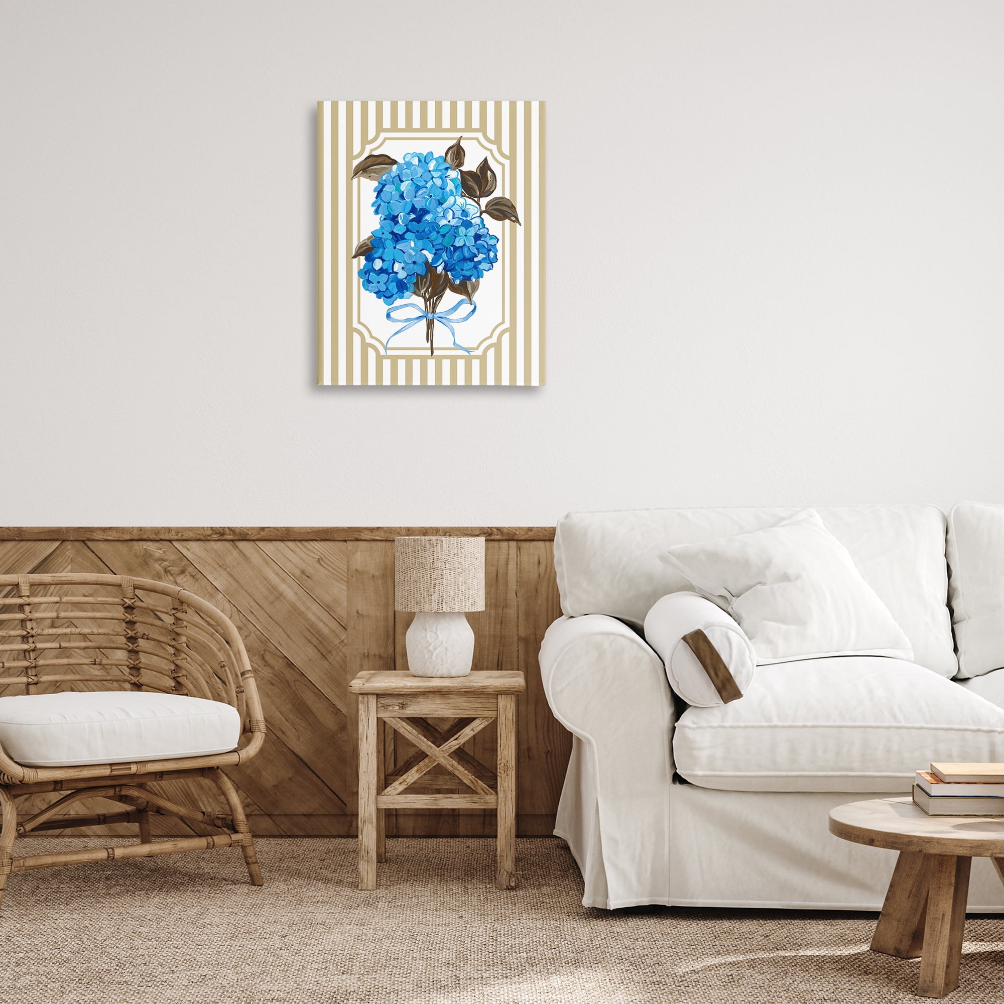 Blue Hydrangea Blossom Bow Canvas Wall Art, design by Adonna Ebrahimi