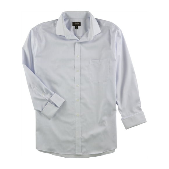 Tasso Elba Mens Pin Stripe Button Up Dress Shirt whiteblue 18 1/2