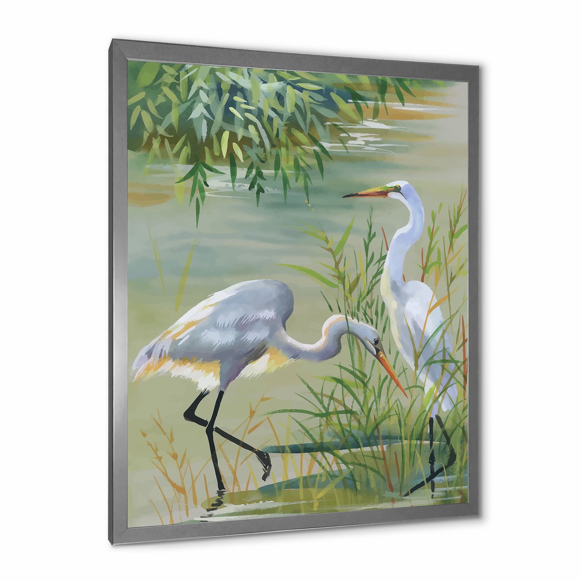 Designart 'Portrait Of Heron Birds I' Traditional Framed Art Print