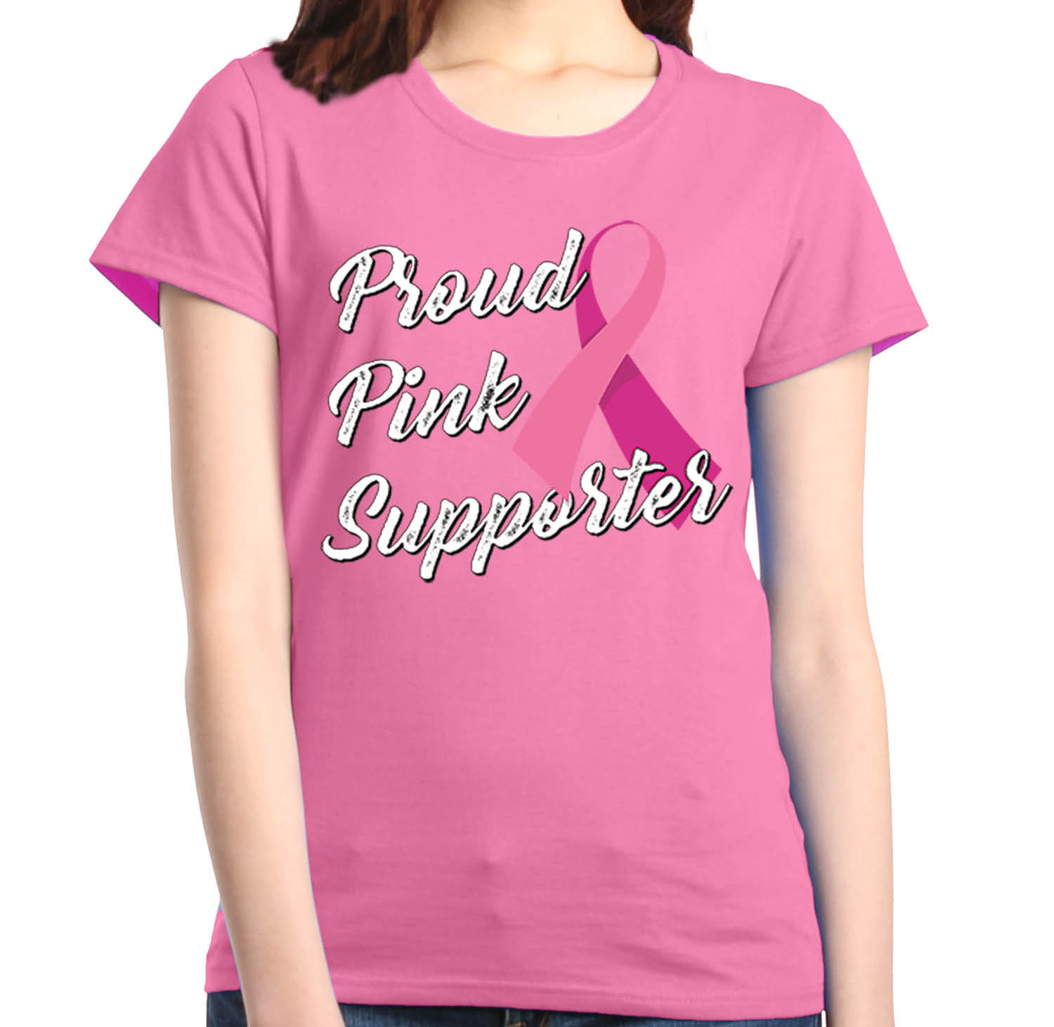 Shop4ever Shop4ever Women S Proud Pink Supporter Breast Cancer Awareness Graphic T Shirt Walmart Com