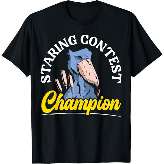 Staring Contest Champion Shoebill Stork Bird Whalehead T-ShirtMen and women, White Black T-shirt, size: Extra large S-1883XL