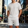 thumbnail image 2 of hotojiny Mens Short Sets Tracksuit 2 Piece Outfits Casual Summer Fashion Short Sleeve T Shirt and Textured Shorts for Workout(White,X-Large), 2 of 7