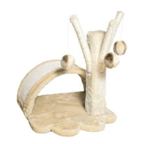 TRIXIE Tavira Plush & Sisal Kitten Scratching Pad and Toy Tree, Beige