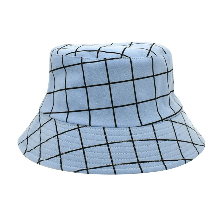 Huaai Summer Bucket Hats for Women Bucket Hats for Women Washed Cotton  Summer Sun Beach Fishing Cap Blue 