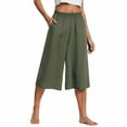 thumbnail image 3 of yunLCZ Pants for Women High Waisted Women's Fashion Casual Cotton And Linen Wide Leg Pants Solid Color Large Size Loose Elastic Waist Cropped Pants, 3 of 3