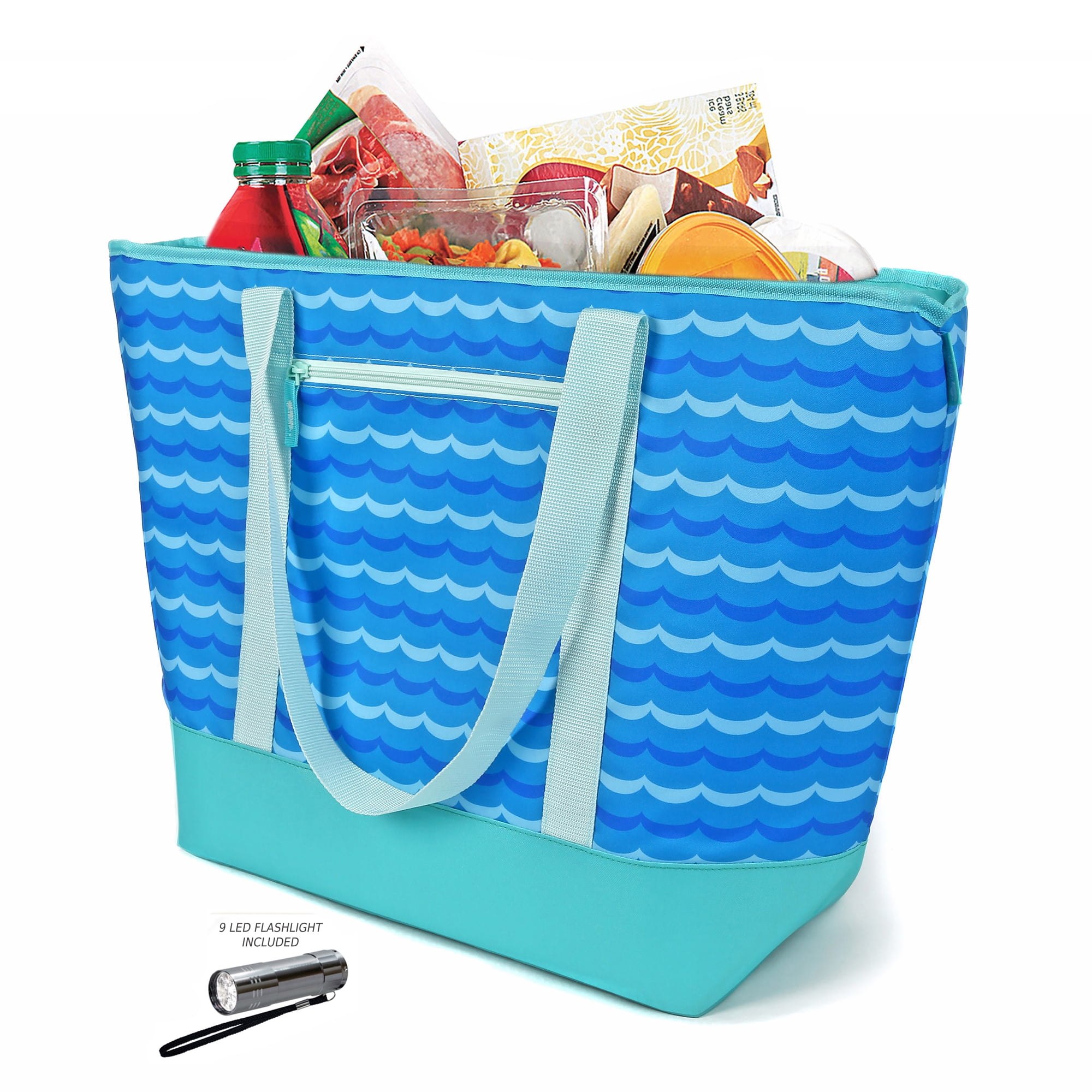 12 Gallon Insulated Mega Tote Blue Outdoor Picnic Cooler Bag for Camping, Sports, Beach,... by