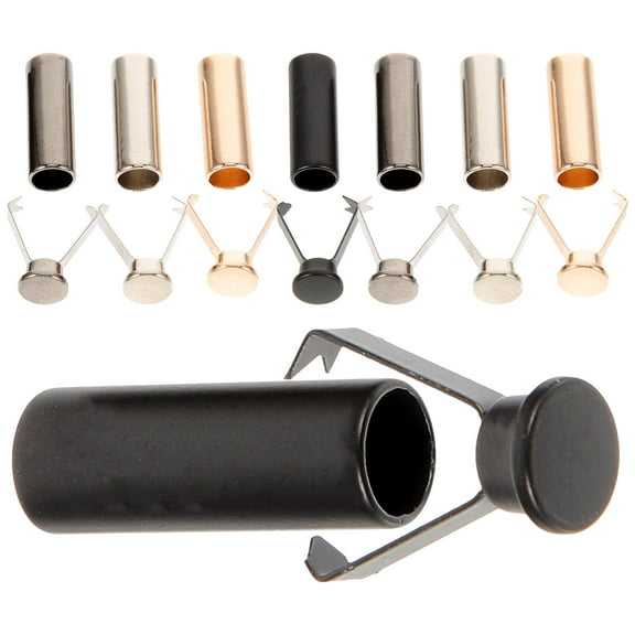 BRIGHTFUFU 8 Pieces Black Metal Tips Cylindrical Ends for Shoe Laces and Hat Ropes