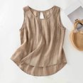 thumbnail image 2 of Tank Top for Women Linen, 2026 Summer Casual Comfy Loose Lightweight Sleeveless Shirts, Coffee M, 2 of 8