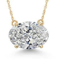 Gem Stone King 3 Ct Oval Cut 14K Yellow Gold IGI Certified Lab Grown Diamond Pendant Necklace | F-G Color | VS Clarity | Gold Necklace for Women | With 18 inch Gold Chain