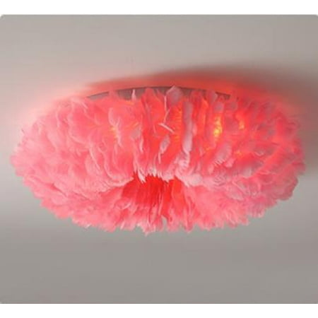 

Censlighting Elegant Feather Ceiling Light Flush Mount Bedroom Ceiling Lights Lamp Modern Pendant Fixture E27 Bulb Pink