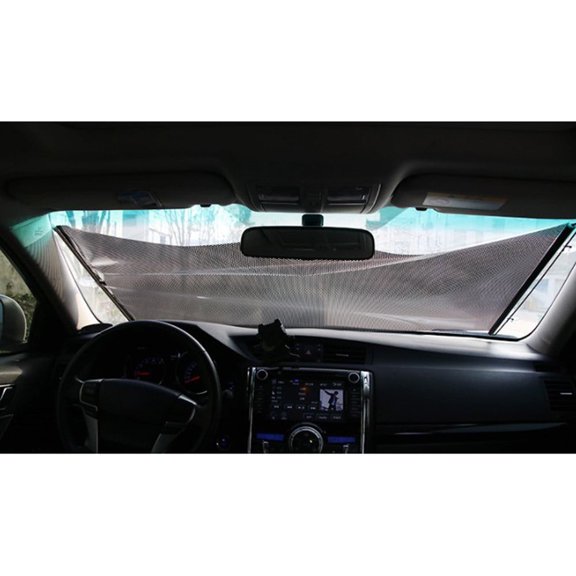 Auto Retractable Car Windshield Sun Shade Curtain,Anti-Uv Block Sun Visor Black Fangkenuo