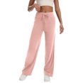 thumbnail image 2 of WHLBF UTTOASFAY Womens Pants High Waist Drawstring Wide Leg Sweatpants-Solid Color Casual Lounge Pants with Pockets Athletic Joggers Pink S, 2 of 7