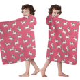 thumbnail image 4 of Pink Cartoon Unicorn Pattern Hooded Bath Towel，50"x30" for Ages 3 To 12 Kids, Quick Dry Lightweight Soft Microfiber Hood Beach Towel Cover Up for Kids, 4 of 7
