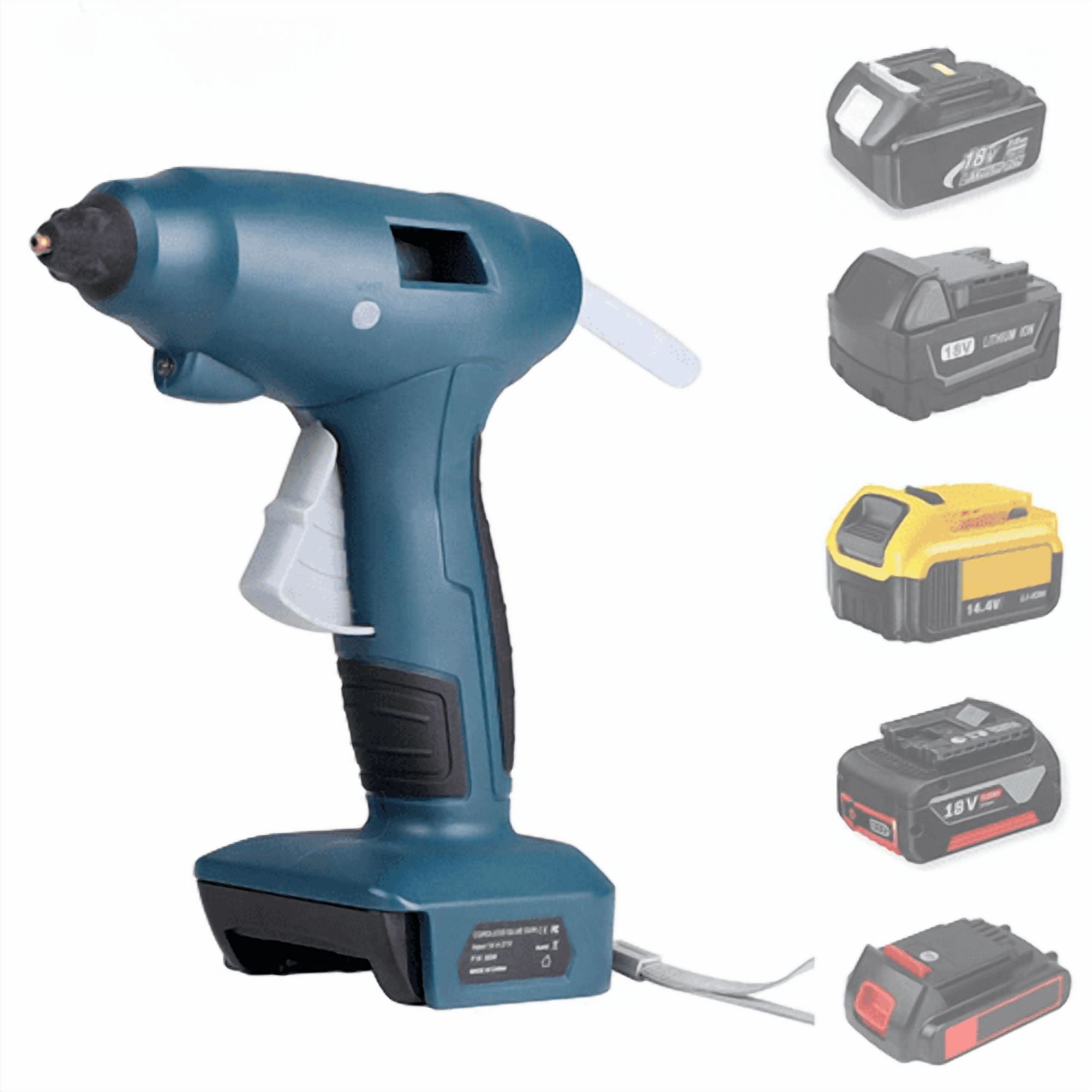 60W Electric Cordless Hot Glue Gun Suitable for Black and Decker 20V Max Lithium-ion Battery, with 30 Pcs Glue Sticks for Arts/Crafts/Diy/Repairs(Tool Only)