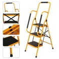 thumbnail image 3 of Tcbosik 3-Step Folding Ladder with Handrails – 330 lbs Capacity Heavy-Duty Iron Step Stool with Wide Pedals, Safety Lock & Non-Slip Rubber Feet, Yellow, 3 of 9