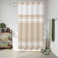 thumbnail image 6 of No Hook Shower Curtain, Beige Striped Shower Curtains for Bathroom with See Through Top Window, Farmhouse Luxurious White Stripes Modern Abstract Art Waterproof Bath Curtain Small Stall 36"x78", 6 of 9