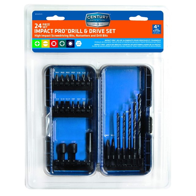 Century Drill & Tool 66945 Impact Pro Drill and Drive Set, 24-Piece