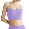 thumbnail image 4 of Bigersell Womens Ribbed Sports Bras Women's Seamless Sports Bra Padded Bralettes for Women Long Lined Washed Rib-Knit Camisole Crop Tank Tops Strappy Back Workout Yoga Bras Purple XL, 4 of 6